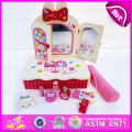 2015 Hot Item Cosmetic Toys Fashion Dresser Toys, Role Play Girl′s Toy Beauty Makeup Set, Pink Children Wooden Dresser Toy W10d015